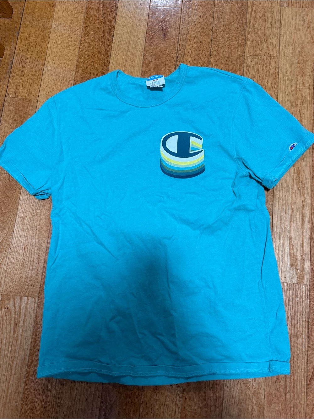Champion Men’s Aqua Blue Short Sleeve Logo Tee